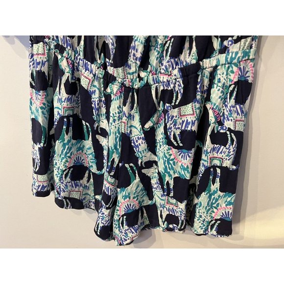 LILY PULITZER Lama Printed Shorts Romper Sz Small Clean Cute 3/4 Sleeve - Picture 4 of 11